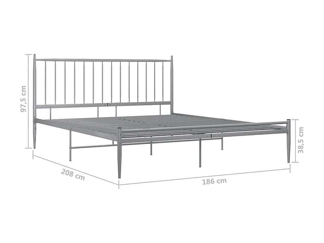 Estructura de cama de metal gris 180x200 cm