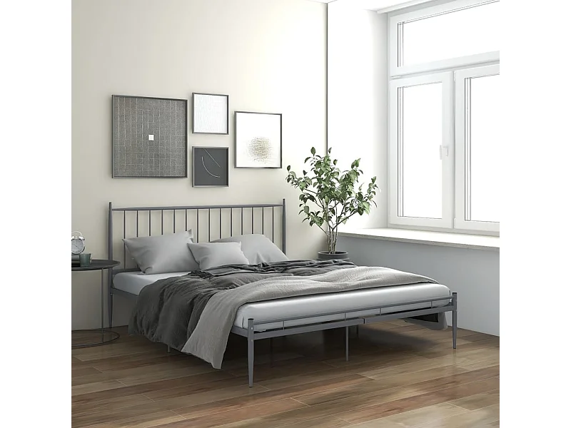 Estructura de cama de metal gris 180x200 cm