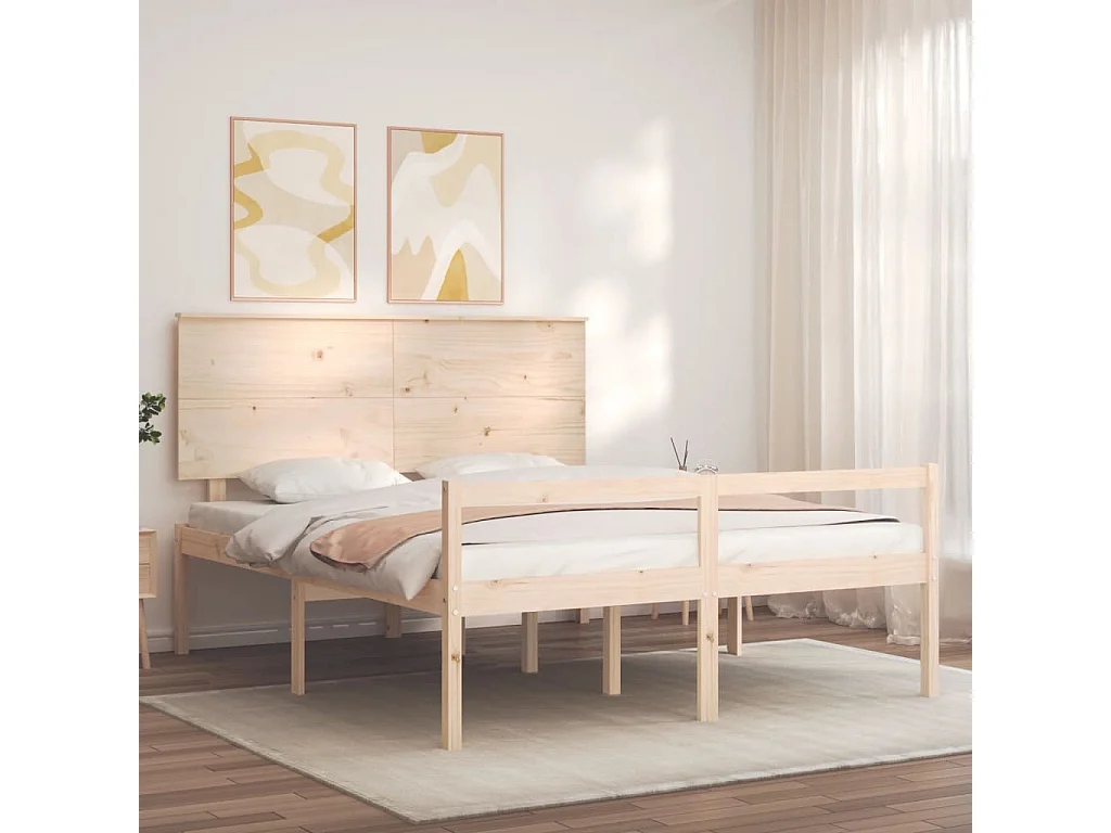 Cadre de lit avec tête de lit 160x200 cm bois massif
