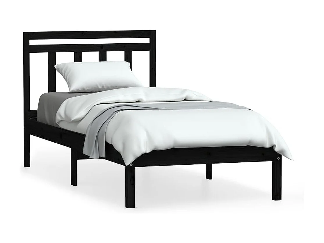 Cadre de lit Noir Bois de pin massif 100x200 cm