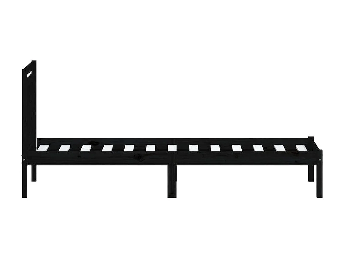 Cadre de lit Noir Bois de pin massif 100x200 cm