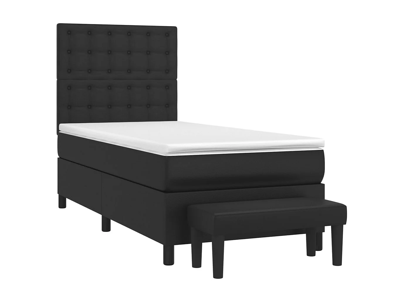 Cama box spring con colchón cuero sintético negro 90x190 cm