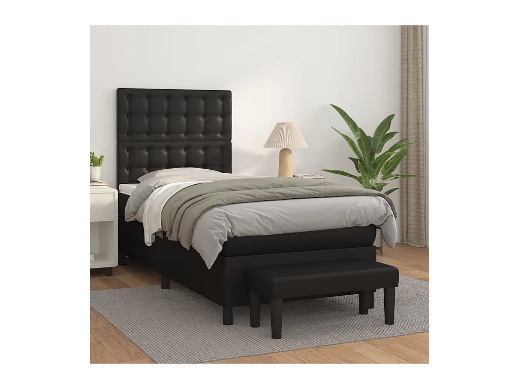 Boxspring met matras kunstleer zwart 90x190 cm