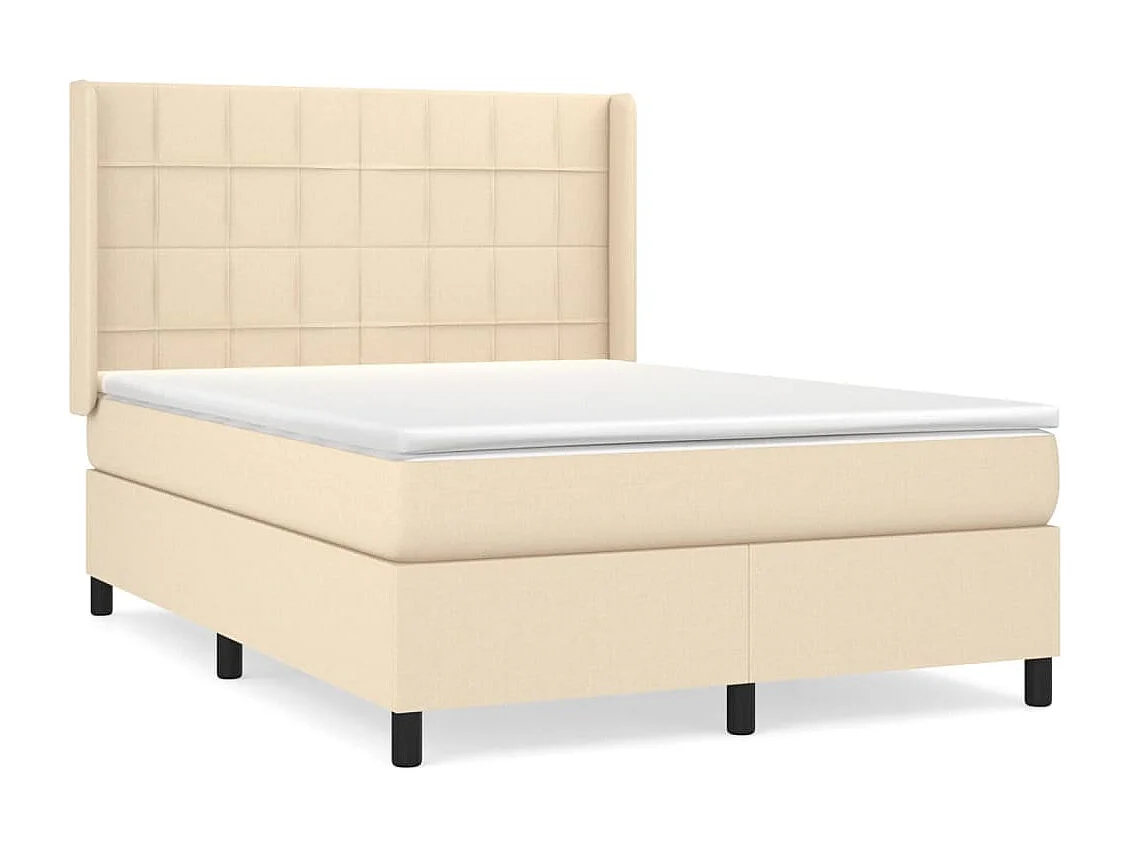 Lit à sommier tapissier avec matelas Crème 140x190 cm Tissu