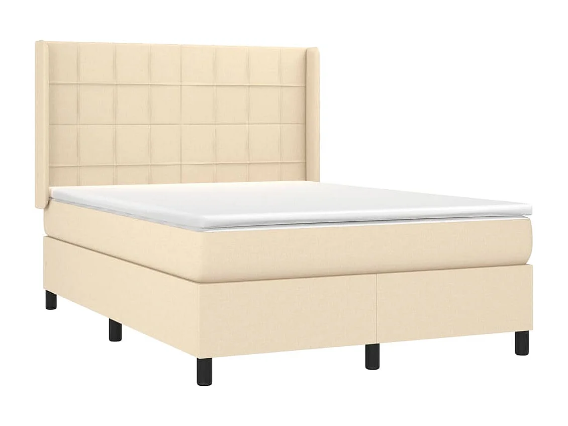 Lit à sommier tapissier avec matelas Crème 140x190 cm Tissu