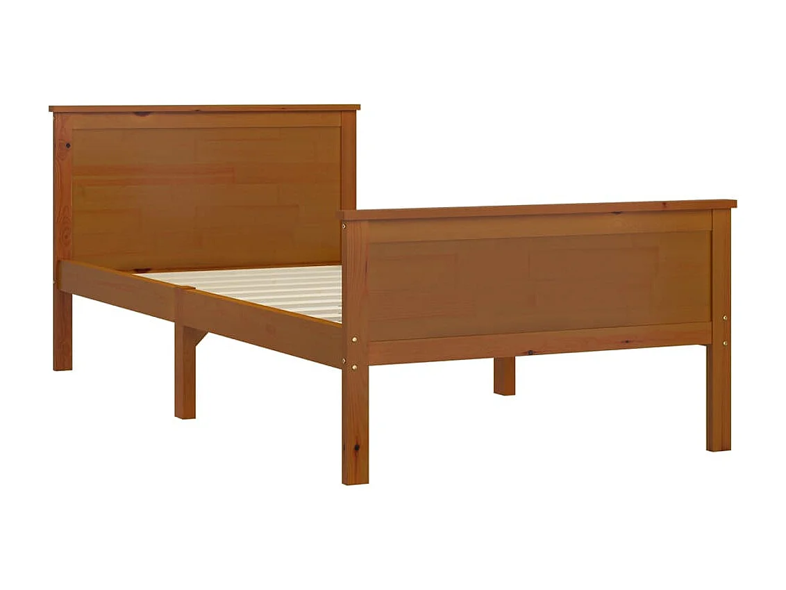 Estructura de cama madera maciza pino marrón miel 90x200 cm