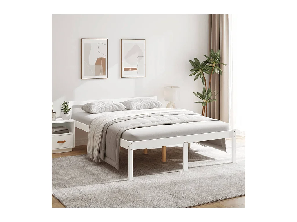 Estrutura de cama king 150x200 cm pinho maciço branco
