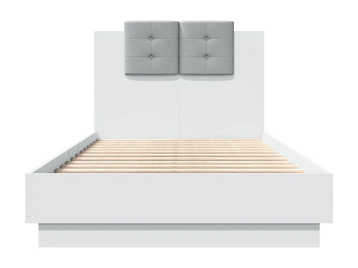 Estructura de cama con cabecero y luces LED blanco 90x190 cm