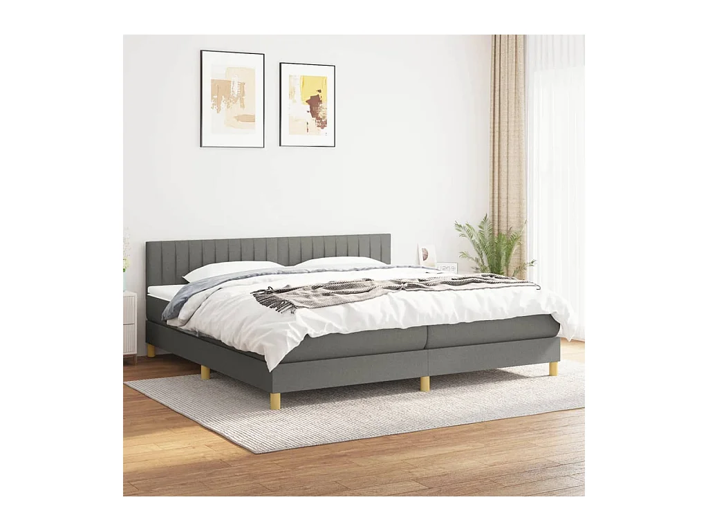 Boxspring met matras stof donkergrijs 200x200 cm
