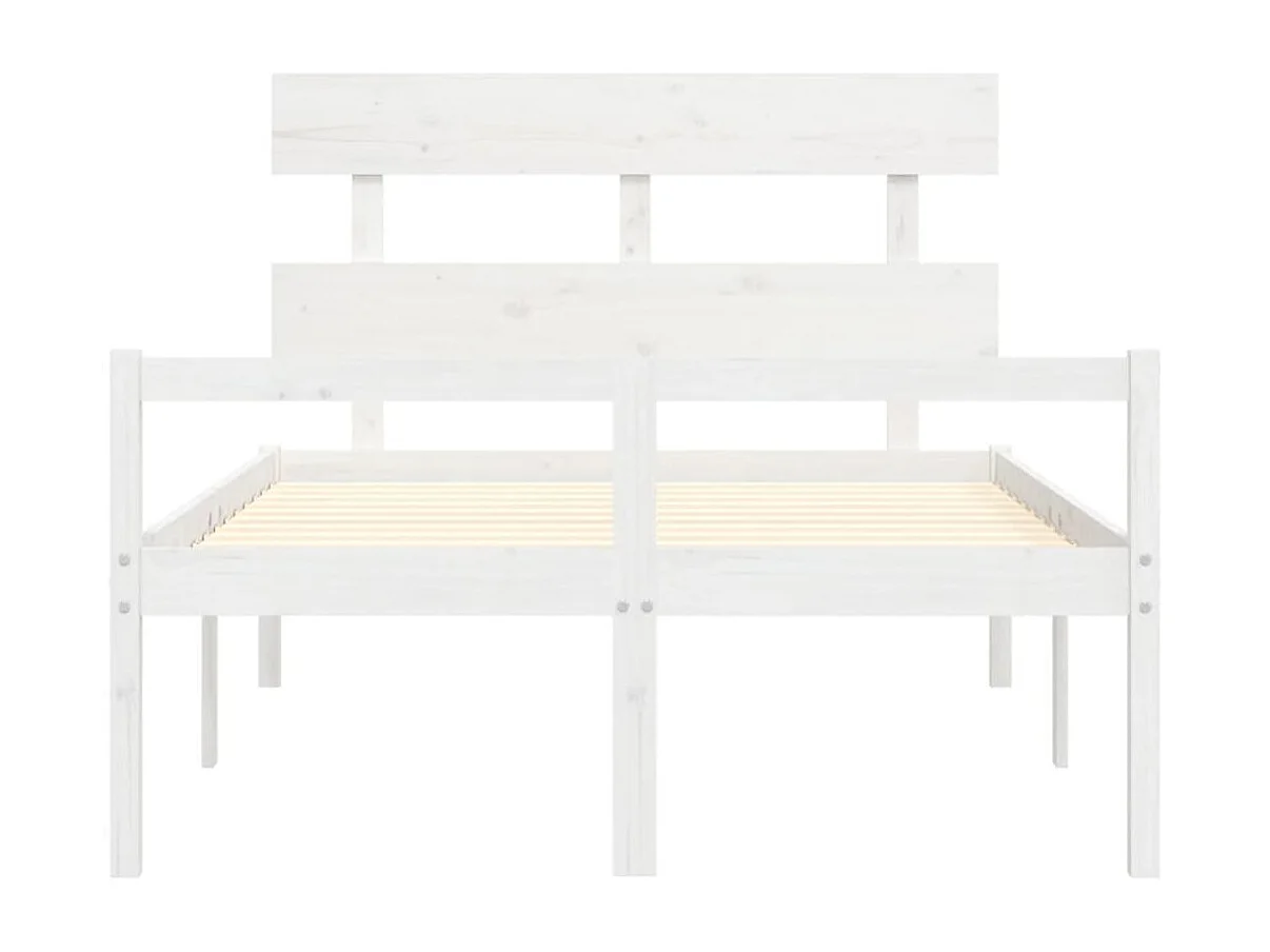 Estrutura de cama de casal c/ cabeceira madeira maciça branco