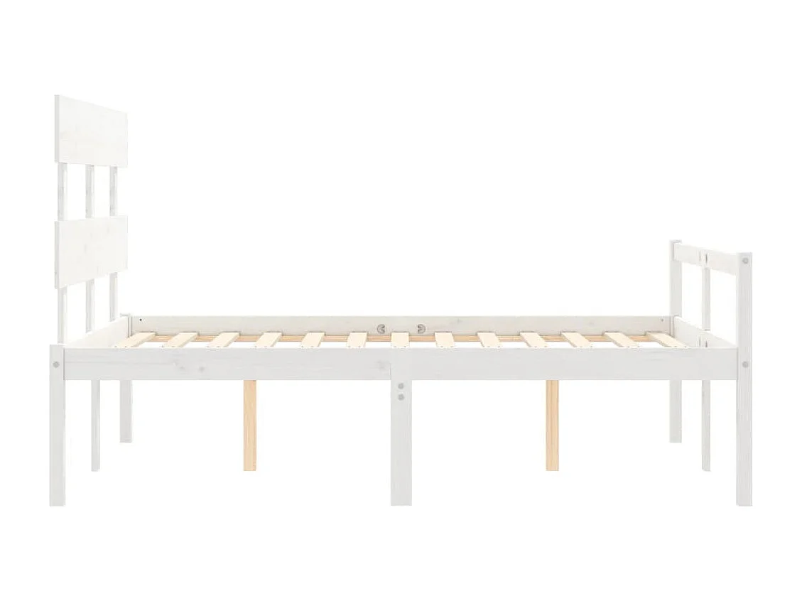 Estrutura de cama de casal c/ cabeceira madeira maciça branco