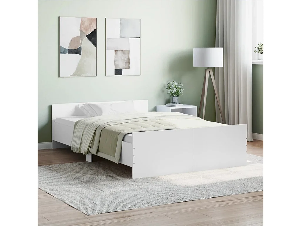 Cadre de lit avec tête de lit/pied de lit blanc 120x190 cm