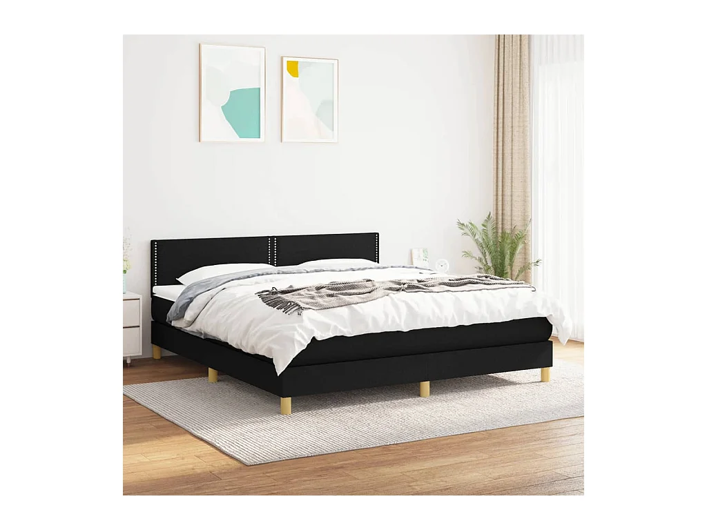 Boxspring met matras stof zwart 180x200 cm