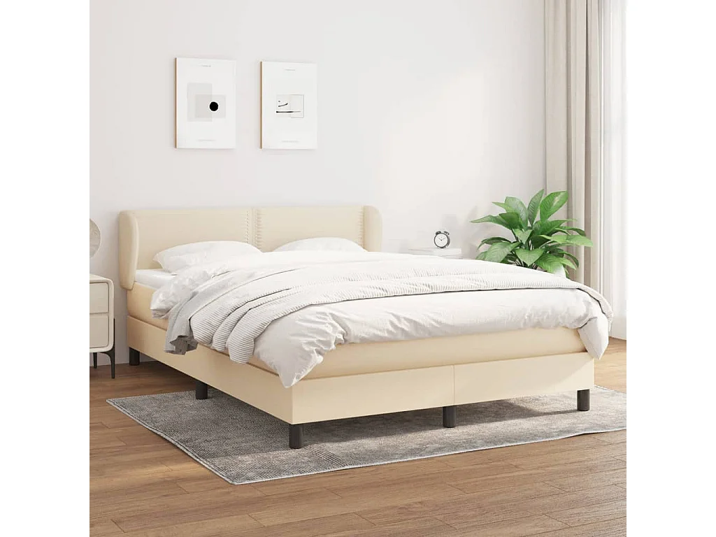 Cama com molas/colchão 140x190 cm tecido cor creme
