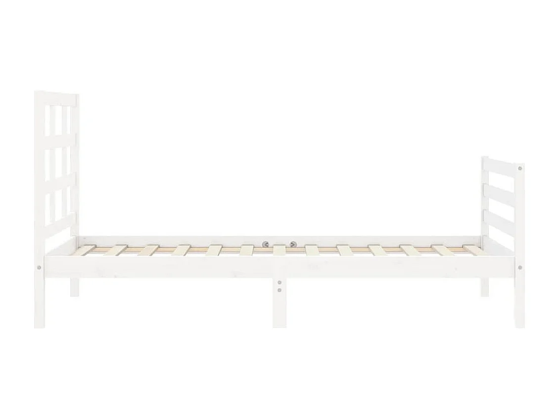 Cadre de lit et tête de lit blanc 100x200 cm bois massif