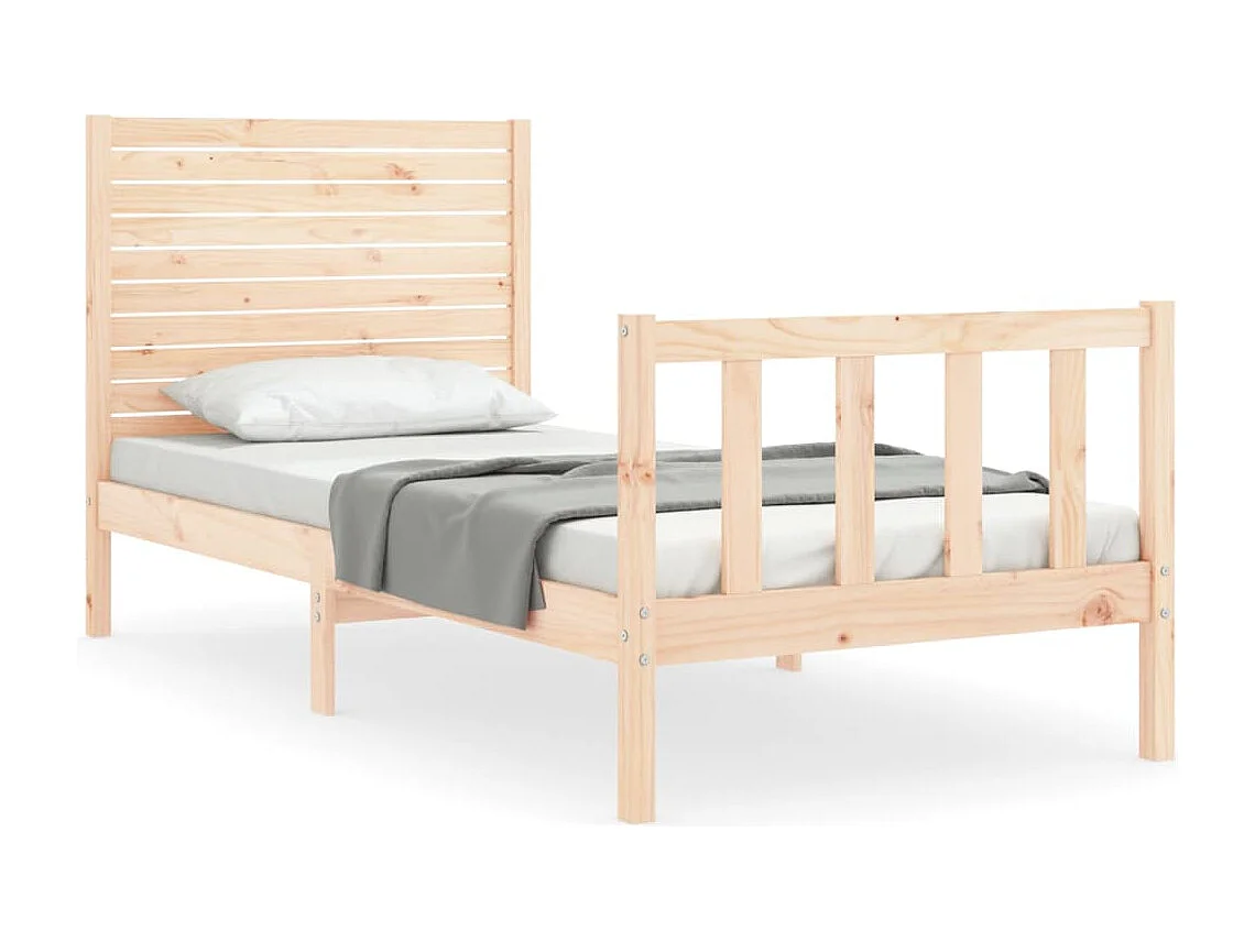 Cadre de lit avec tête de lit petit simple bois massif