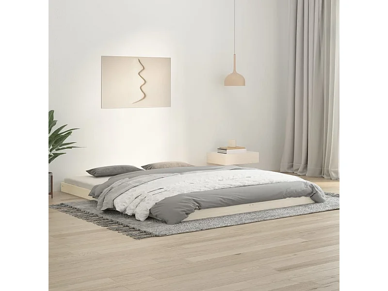 Cadre de lit blanc 160x200 cm bois de pin massif