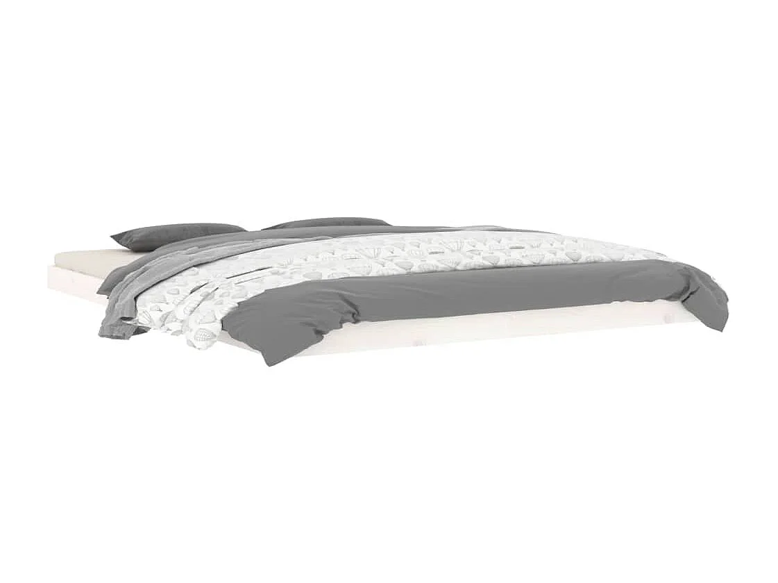 Estructura de cama de madera maciza de pino blanco 160x200 cm