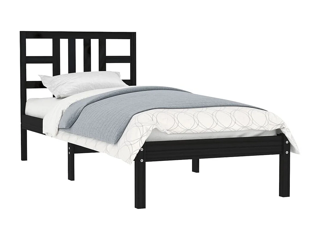 Cadre de lit Noir Bois massif 100x200 cm