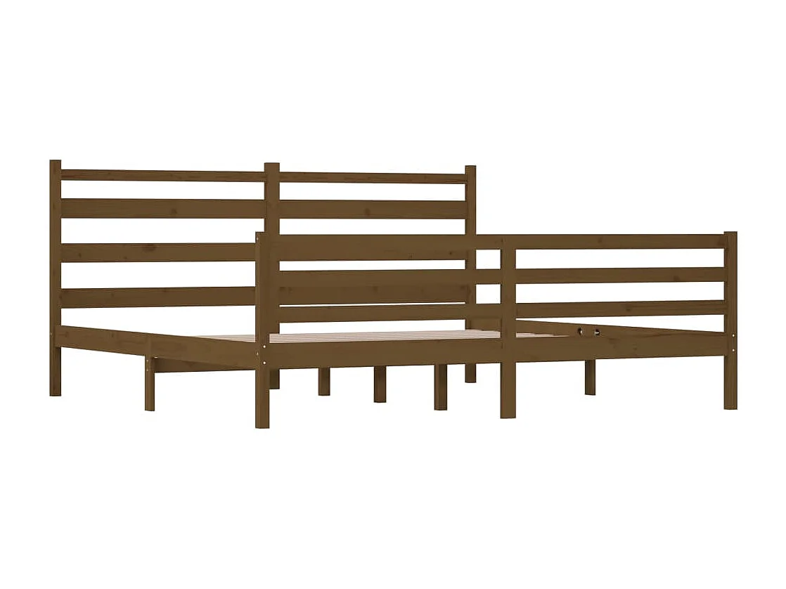 Estrutura de cama 200x200 cm pinho maciço castanho mel