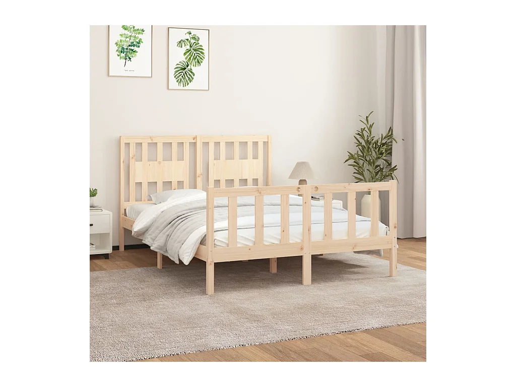 Bedframe met hoofdbord massief grenenhout 120x200 cm