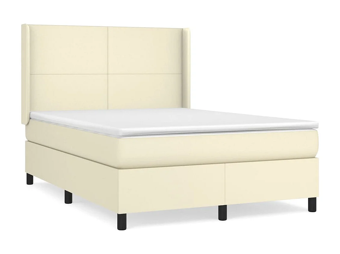 Lit à sommier tapissier avec matelas Crème 140x190cm Similicuir
