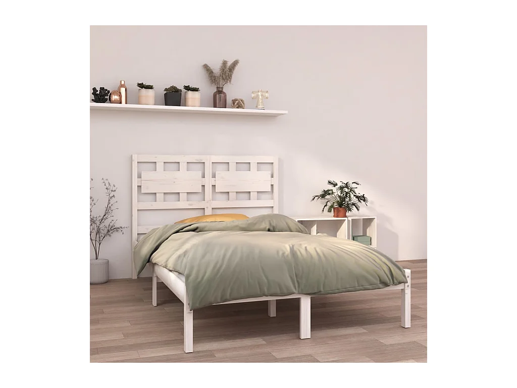 Estructura de cama madera maciza de pino blanca 120x200 cm
