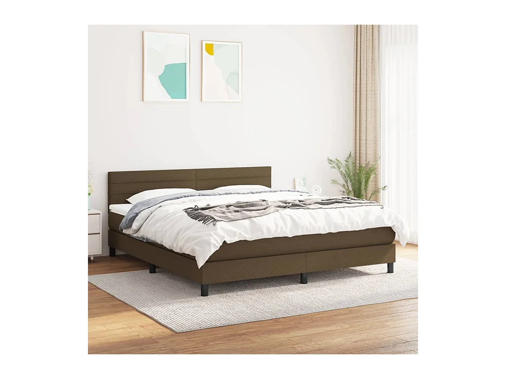 Lit à sommier tapissier avec matelas Marron foncé 180x200 cm