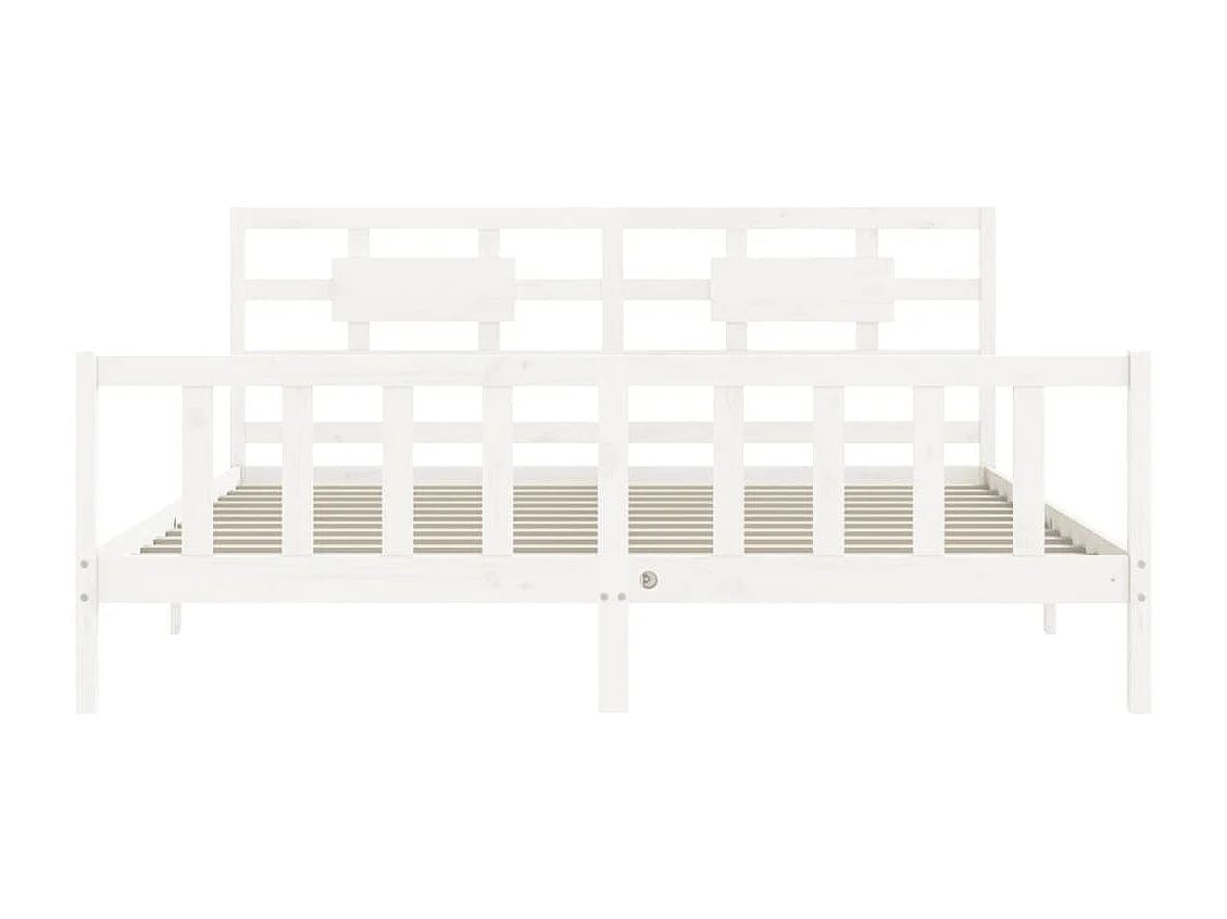 Estructura cama de matrimonio con cabecero madera maciza blanco