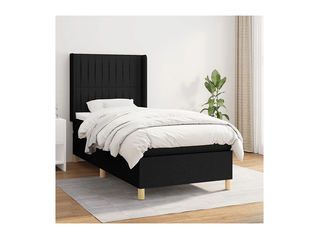 Boxspring met matras stof zwart 90x200 cm