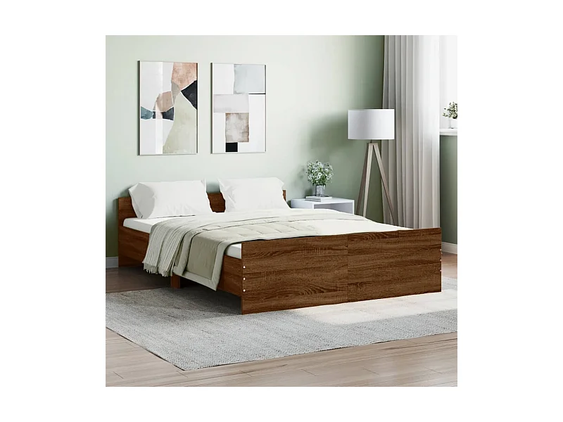 Estrutura cama c/ painéis de cabeceira e pés carvalho castanho