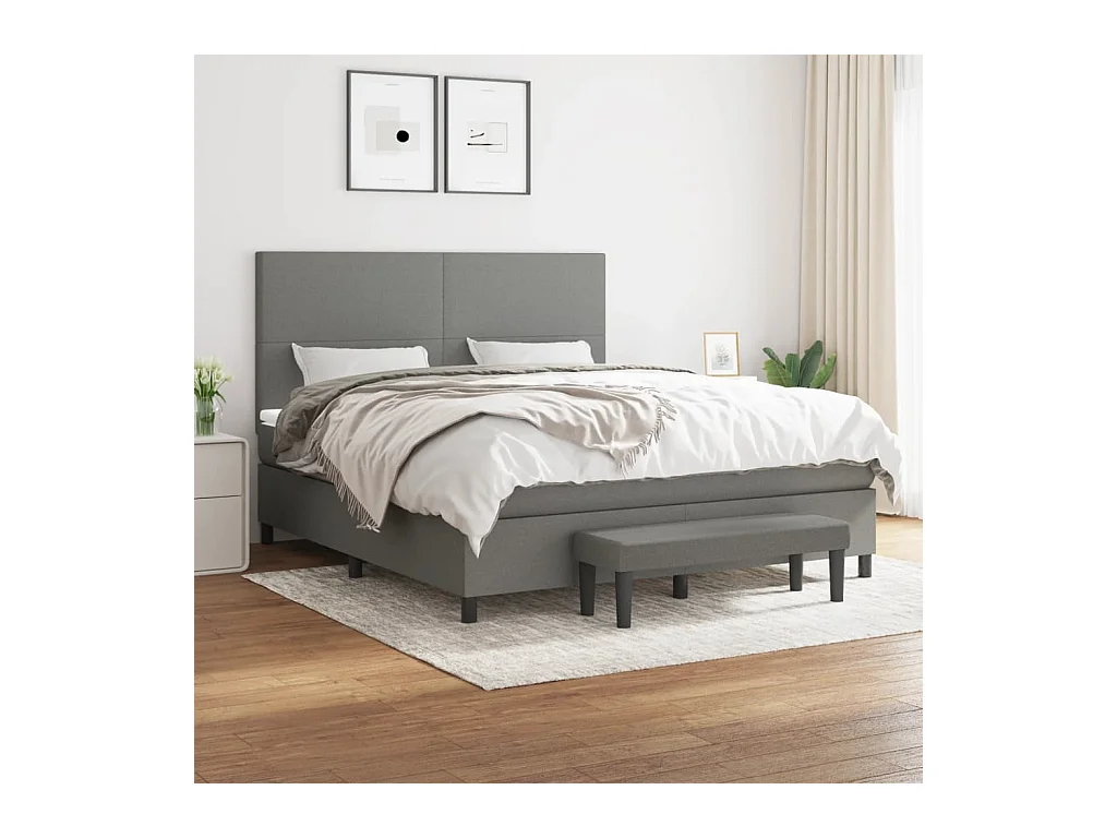 Lit à sommier tapissier avec matelas Gris foncé 180x200cm Tissu