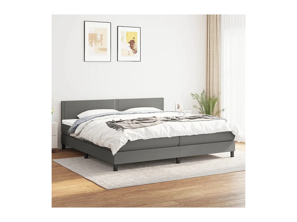 Boxspring met matras stof donkergrijs 200x200 cm