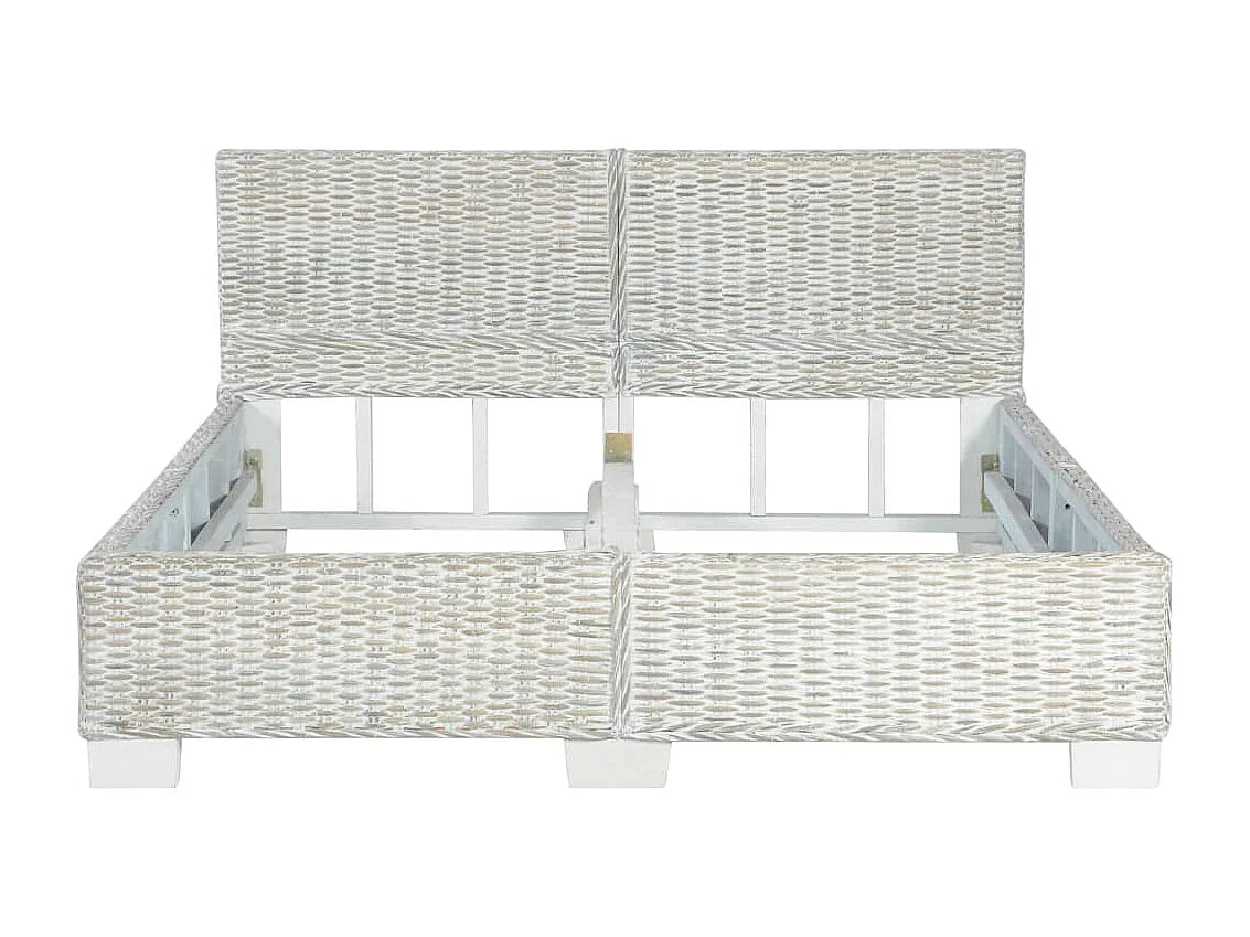 Estrutura de cama 140x200 cm vime genuíno cinzento