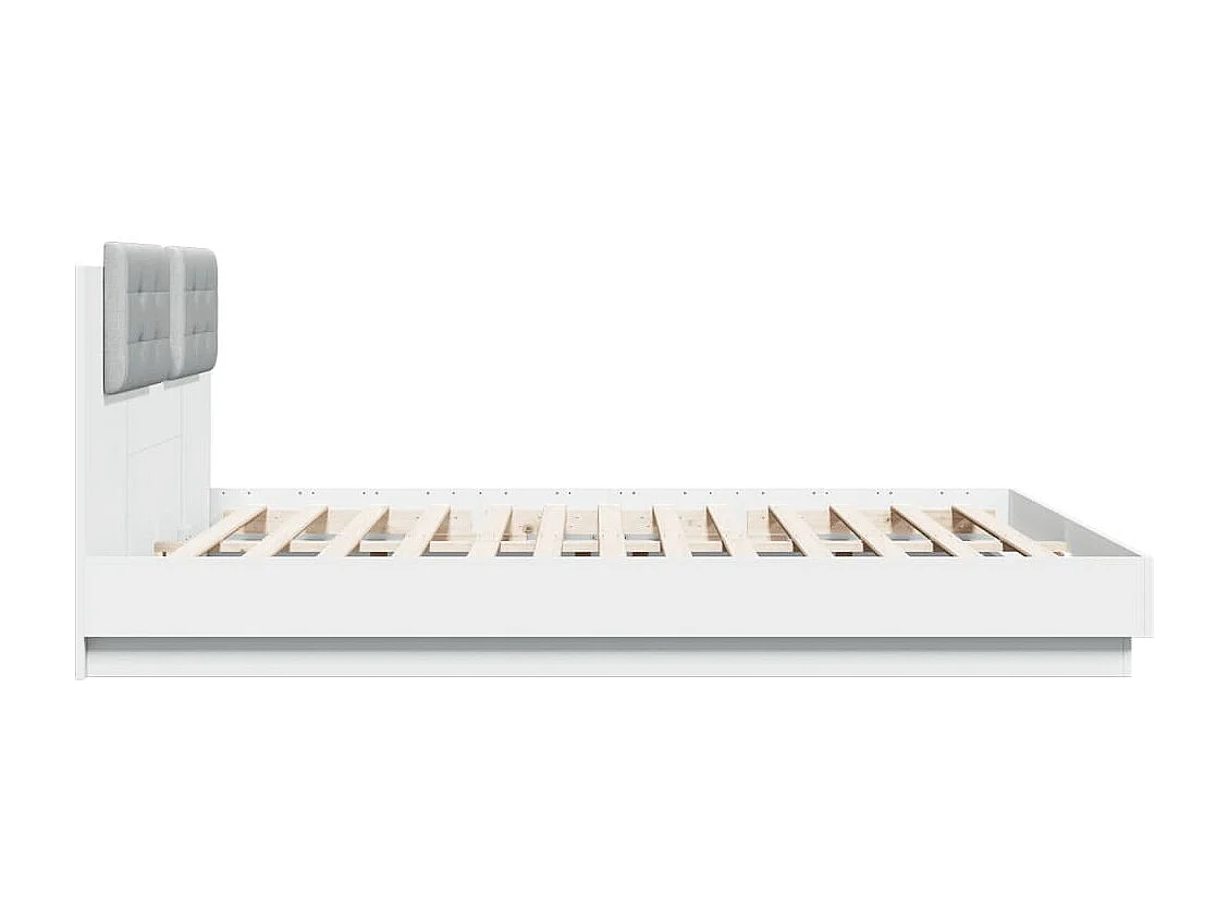 Estructura de cama con cabecero y luces LED blanco 200x200 cm