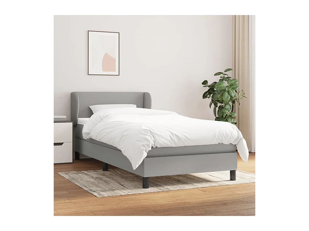 Cama com molas/colchão 100x200 cm tecido cinzento-claro