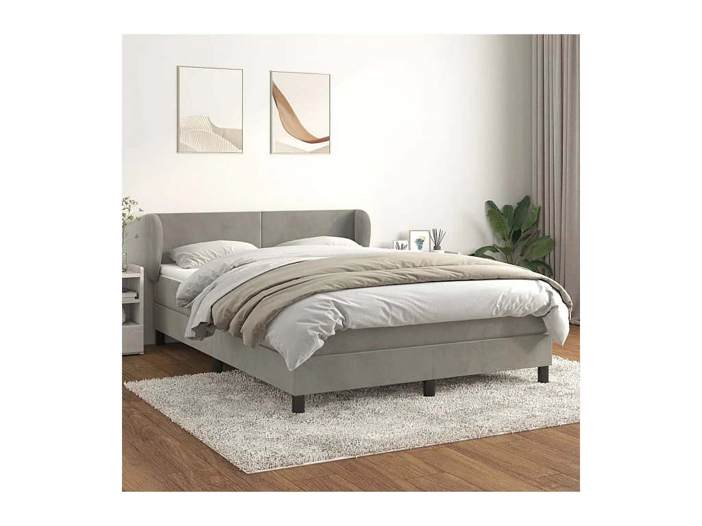 Boxspring met matras fluweel lichtgrijs 140x200 cm