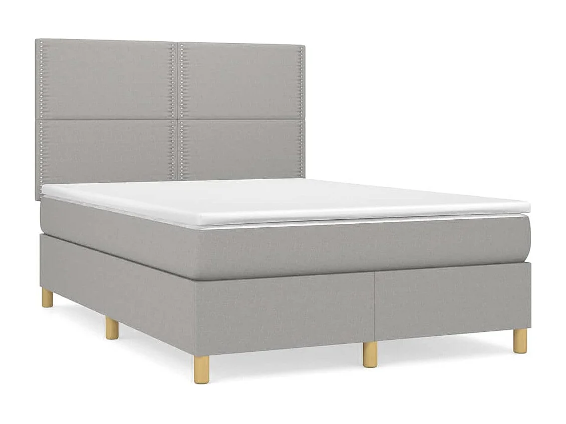 Lit à sommier tapissier avec matelas Gris clair 140x190cm Tissu