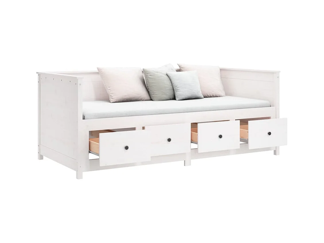 Sofá cama madera maciza de pino blanco 80x200 cm