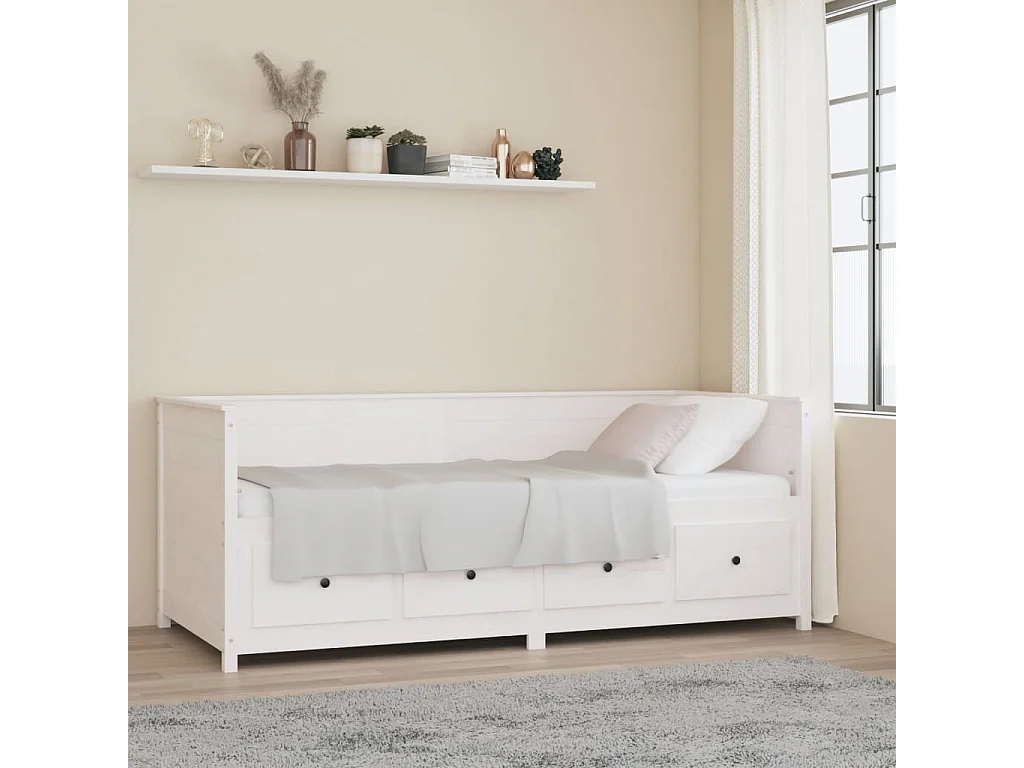 Sofá-cama 80x200 cm madeira de pinho maciça branco