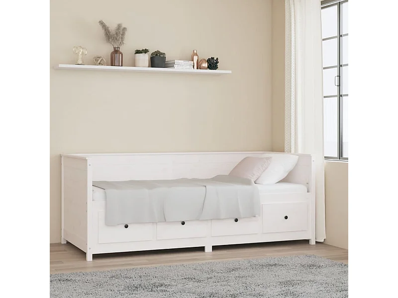 Sofá cama madera maciza de pino blanco 80x200 cm
