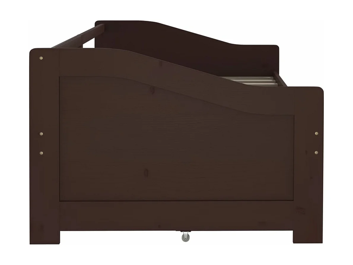 Lit de repos 3 places à tiroirs Marron foncé Pin 90x200 cm