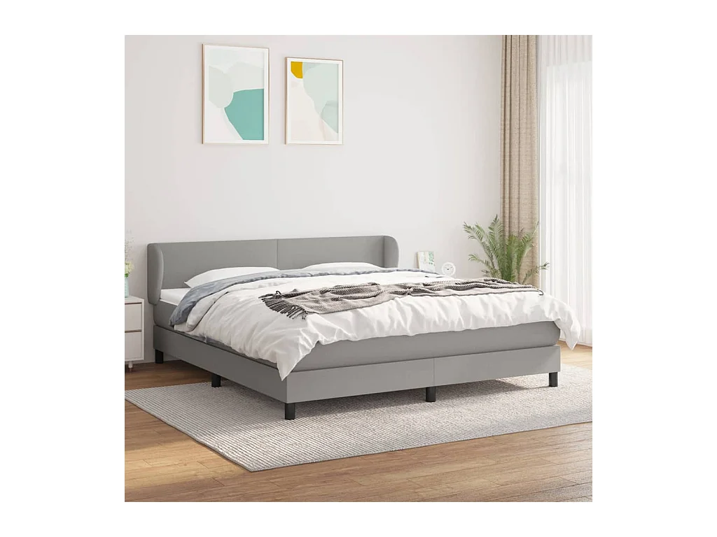 Boxspring met matras stof lichtgrijs 160x200 cm