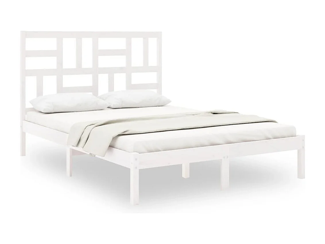 Estrutura de cama king 150x200 cm madeira maciça branco