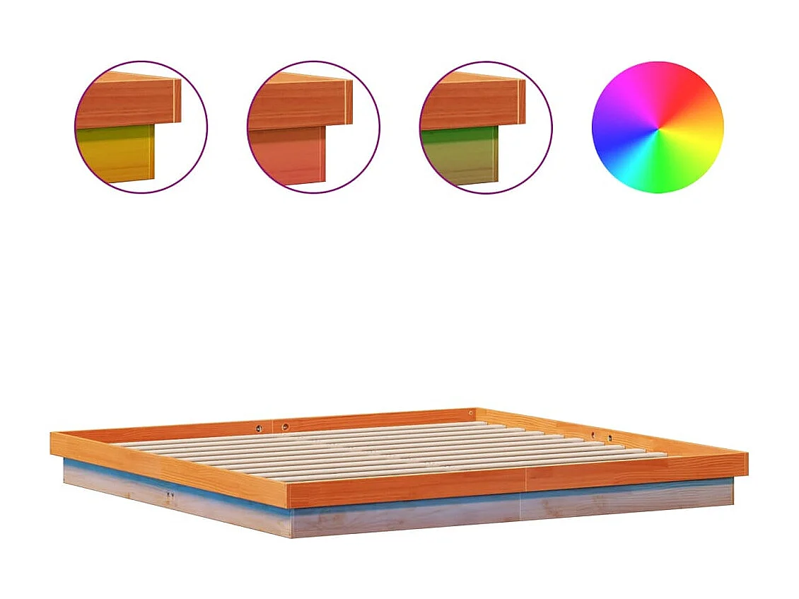 Estructura de cama LED madera maciza pino marrón cera 180x200cm