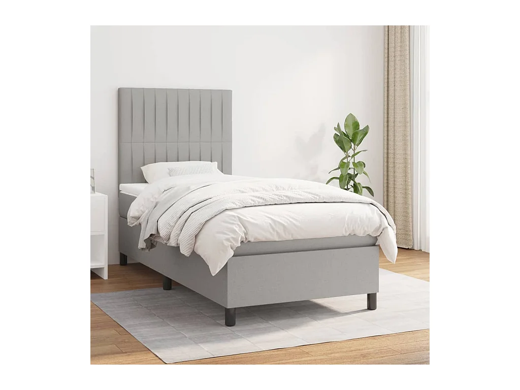 Lit à sommier tapissier avec matelas Gris clair 90x200 cm Tissu