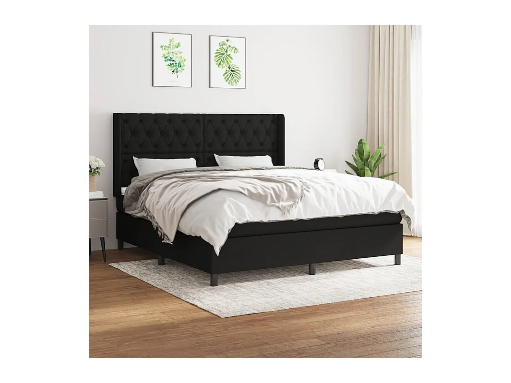 Boxspring met matras stof zwart 160x200 cm