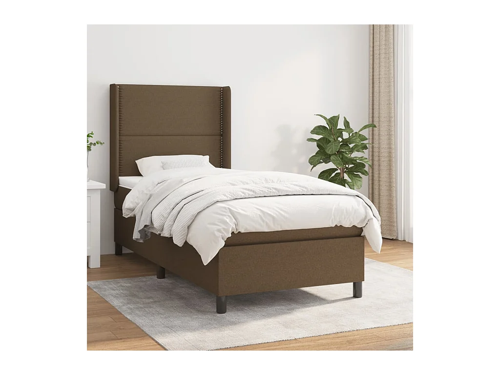 Boxspring met matras stof donkerbruin 90x190 cm