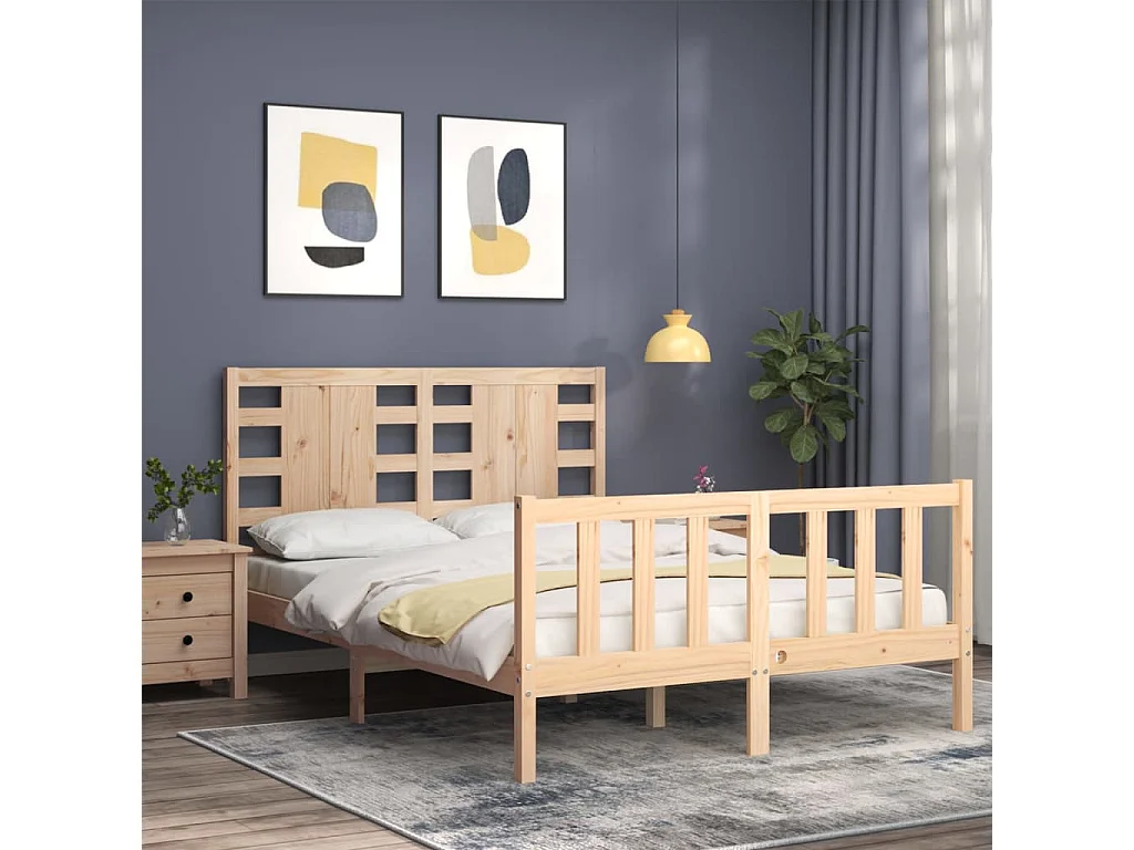 Estrutura de cama com cabeceira 120x200 cmmadeira maciça