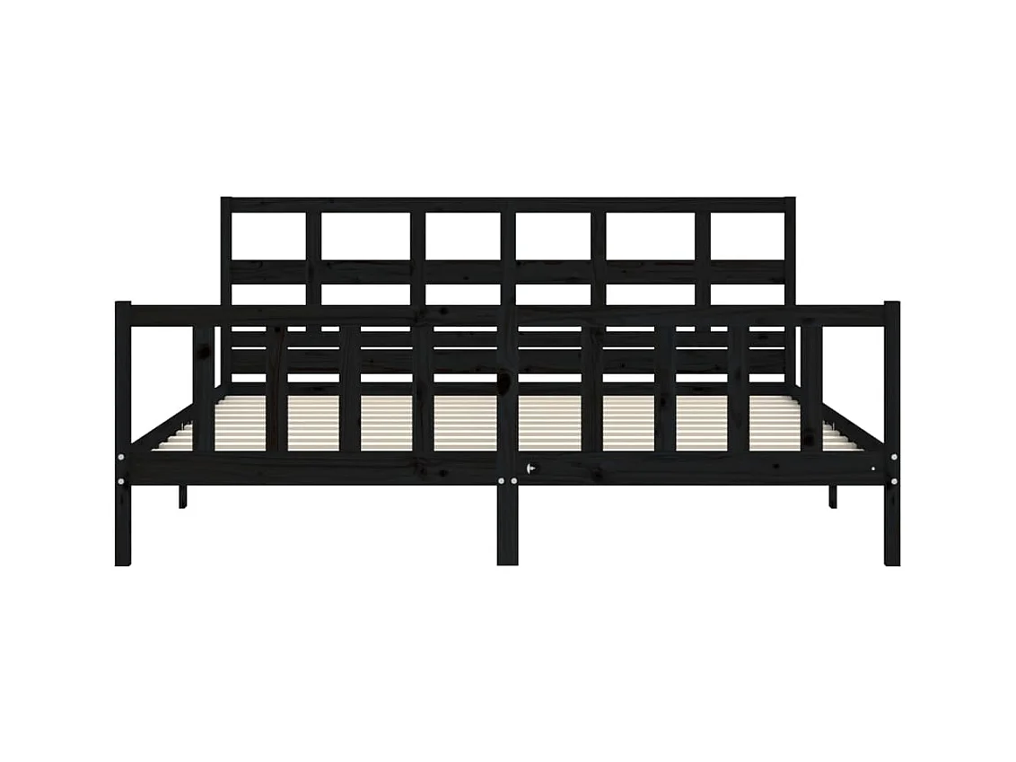 Cadre de lit avec tête de lit noir 200x200 cm bois massif